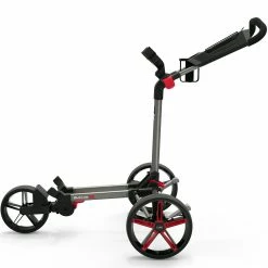 PowaKaddy DLX-Lite FF 3-Wheel Push Trolley - Gunmetal/Red Trim -Golf Balls Sales Store dlx lite red 1