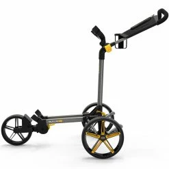 PowaKaddy DLX-Lite FF 3-Wheel Push Trolley - Gunmetal/Yellow Trim -Golf Balls Sales Store dlx lite yellow 1