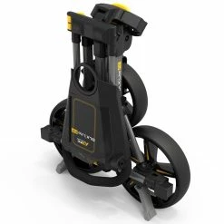 PowaKaddy DLX-Lite FF 3-Wheel Push Trolley - Gunmetal/Yellow Trim -Golf Balls Sales Store dlx lite yellow 4
