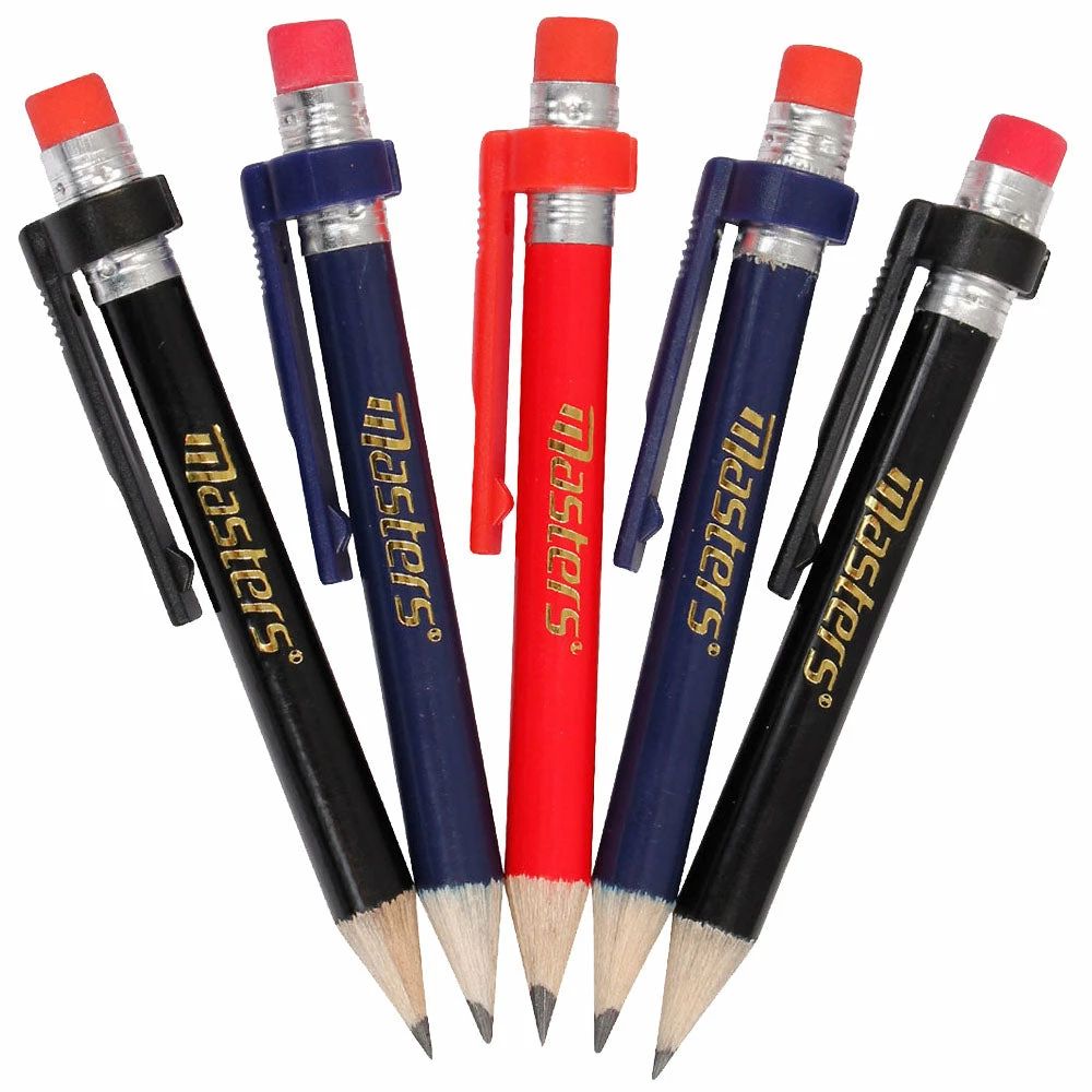 Masters Wood Pencils With Clip & Eraser (5 Pack) In Eco Pack