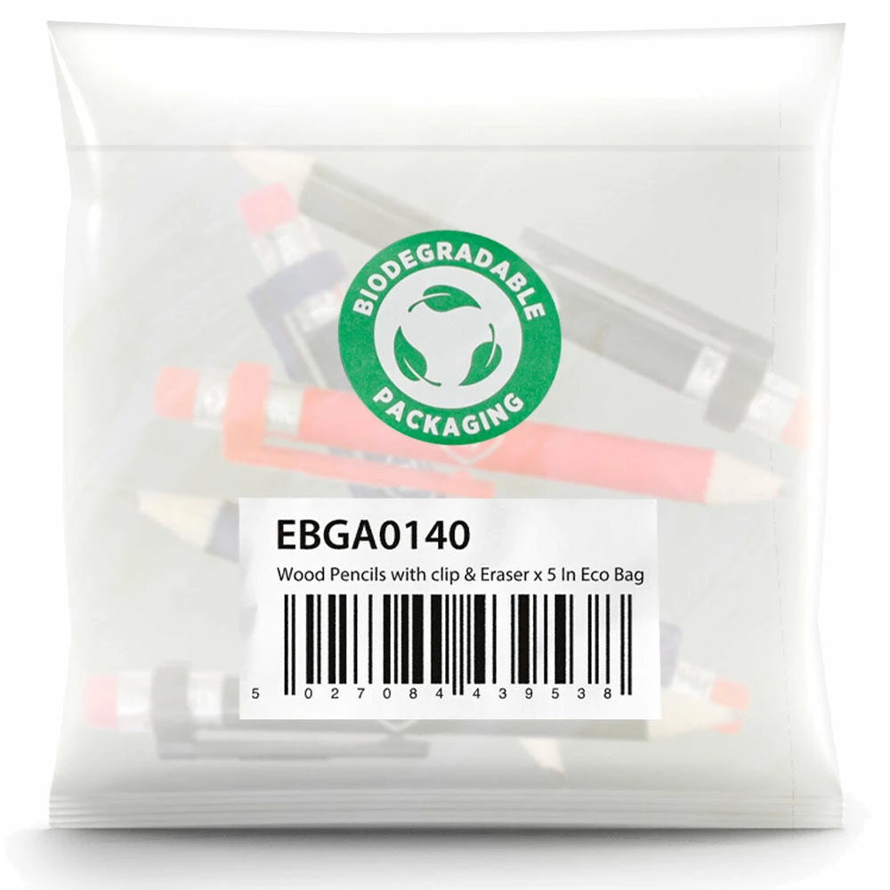 Masters Wood Pencils With Clip & Eraser (5 Pack) In Eco Pack - Image 2