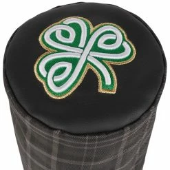 Titleist Barrel Leather Performance Shamrock Driver Headcover - Black/Plaid -Golf Balls Sales Store titleist barrel leather performance shamrock driver headcover black plaid 3