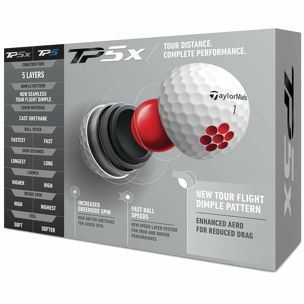 TaylorMade TP5x Golf Balls - White - 12 Pack 3 TaylorMade TP5x Golf Balls - White - 12 Pack - Image 3