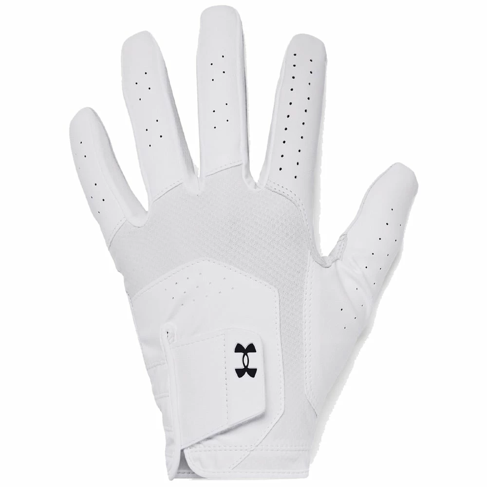 Under Armour Iso-Chill Leather Golf Glove - White/Black 1 Under Armour Iso-Chill Leather Golf Glove - White/Black